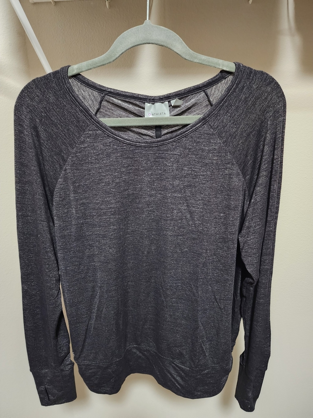 Athleta Dark Gray Heathered Long-Sleeve Pullover